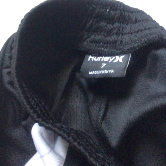 Gym Shorts!! Hurley Kids Black Athletic Shorts with White Stripe Size 7 - Picture 4 of 8